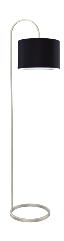 Fabric Floor Lamp Black + Brushed Nickel