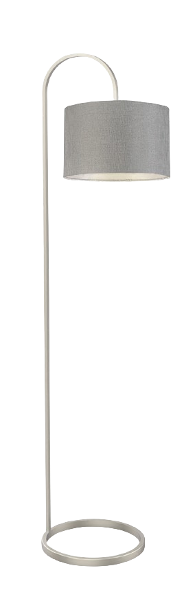 Fabric Floor Lamp Grey + Brushed Nickel