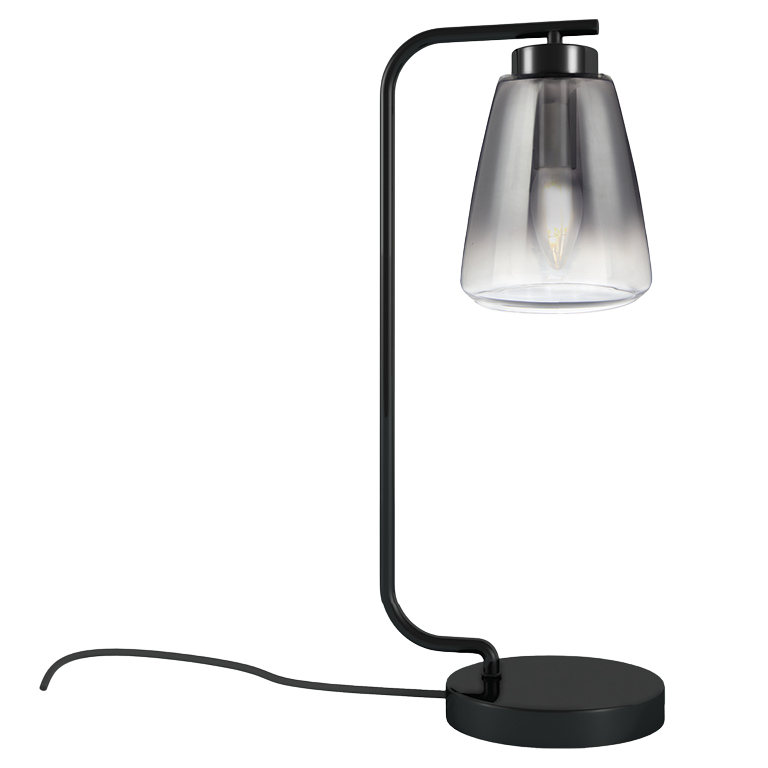Glass Table Lamp Black & Smokey Grey